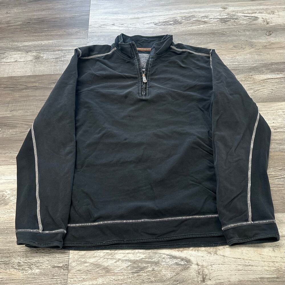Tommy Bahama Island Modern‎ Fit Black Mens XL 1/4 Zip Pullover Stretch Sweater